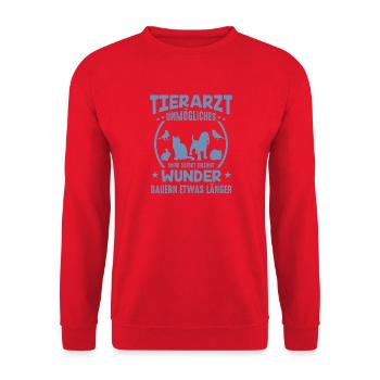 Tierarzt Sprüche Unmögliches - Unisex Pullover - Rot - Vorne - Alina (178cm) & Michal (187cm)
