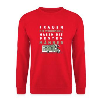 Frauen mit Wohnmobil haben die besten Männer - Unisex Pullover - Rot - Vorne - Alina (178cm) & Michal (187cm)