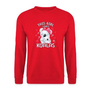 Dieses Maedchen Liebt Koalas - Unisex Pullover - Rot - Vorne - Alina (178cm) & Michal (187cm)