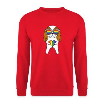 Chien LGBT Cavalier King Charles Spaniel Rainbow - Sweat-shirt Unisexe - rouge - Devant - Alina (178cm) & Michal (187cm)