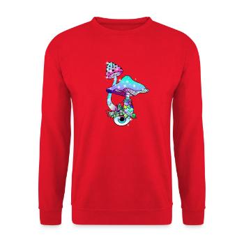 Magic Mushrooms Neon Zauber Pilze Psychedelic - Unisex Sweatshirt - red - Front - Alina (178cm) & Michal (187cm)