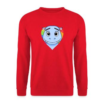 LGBT Animal Hippo Rainbow Heart - Unisex Sweatshirt - red - Front - Alina (178cm) & Michal (187cm)