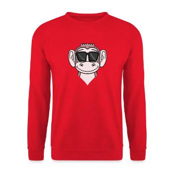 Cooler Affe mit Sonnenbrille - Unisex Pullover - Rot - Vorne - Alina (178cm) & Michal (187cm)