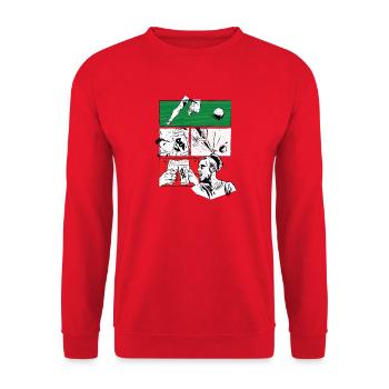 Fußball Italien Leidenschaft Fußballspieler Bier - Unisex Pullover - Rot - Vorne - Alina (178cm) & Michal (187cm)