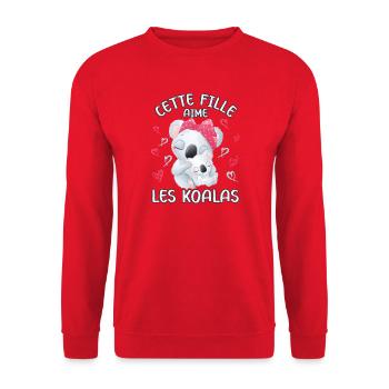Dieses Mädchen Liebt Koalas - Unisex Pullover - Rot - Vorne - Alina (178cm) & Michal (187cm)