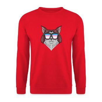 Transgender Transsexuell Maine Coon Katze Geschenk - Unisex Pullover - Rot - Vorne - Alina (178cm) & Michal (187cm)