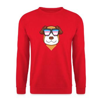 Transgender Jack Russell Terrier Hund - Unisex Pullover - Rot - Vorne - Alina (178cm) & Michal (187cm)