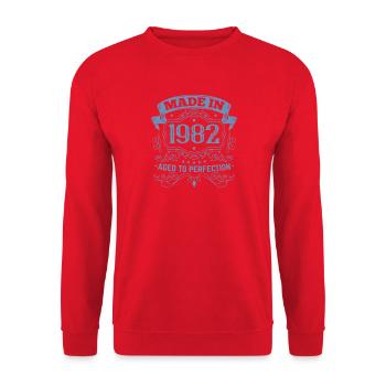 Made in 1982 Geburtstag Vintage  - Unisex Pullover - Rot - Vorne - Alina (178cm) & Michal (187cm)