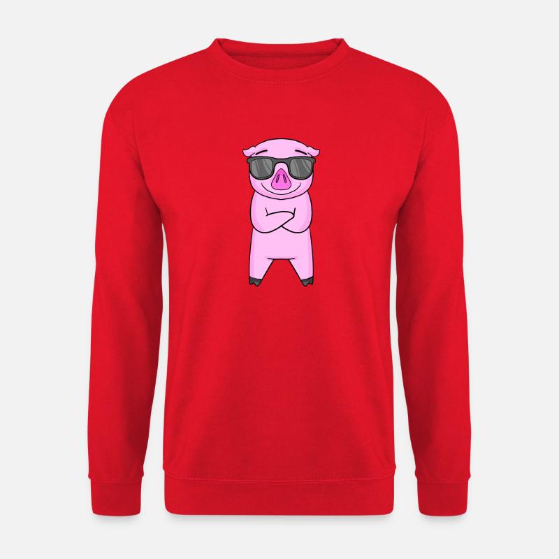 Schwein mit Sonnenbrille - Unisex Pullover - Rot