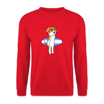 Surfboard Dog Beagle Surfing Gift - Unisex Sweatshirt - red - Front - Alina (178cm) & Michal (187cm)