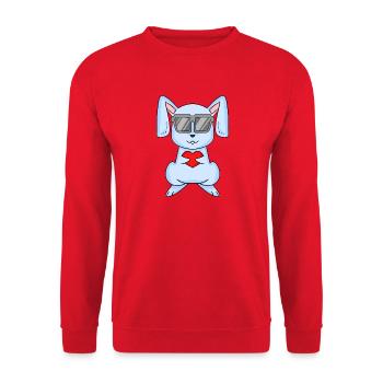 Lapin avec lunettes de soleil et cœur - Sweat-shirt Unisexe - rouge - Devant - Alina (178cm) & Michal (187cm)