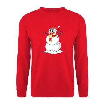 Schneemann Schnee Weihnachten Geschenkidee - Unisex Pullover - Rot - Vorne - Alina (178cm) & Michal (187cm)