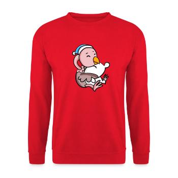 Ostrich Baby - Unisex Sweatshirt - red - Front - Alina (178cm) & Michal (187cm)