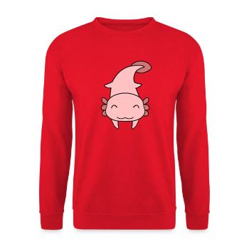 Süßes Axolotl - Unisex Pullover - Rot - Vorne - Alina (178cm) & Michal (187cm)
