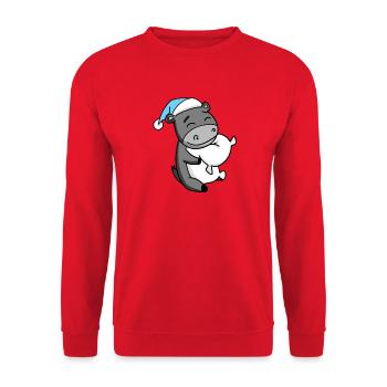 Donkey with pillow and sleeping cap - Unisex Sweatshirt - red - Front - Alina (178cm) & Michal (187cm)