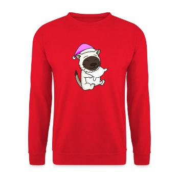 Katze Katzenrasse Birma - Unisex Pullover - Rot - Vorne - Alina (178cm) & Michal (187cm)
