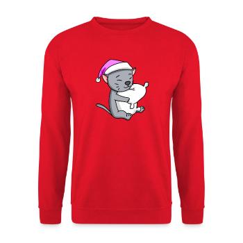 Katze Katzenrasse Korat - Unisex Pullover - Rot - Vorne - Alina (178cm) & Michal (187cm)