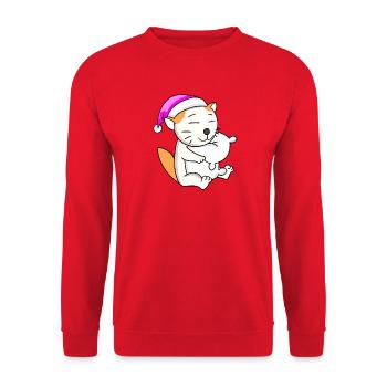 Katze Katzenrasse Selkirk Rex - Unisex Pullover - Rot - Vorne - Alina (178cm) & Michal (187cm)