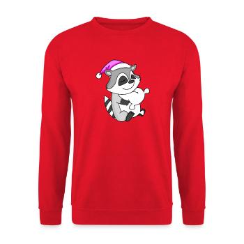 Raton laveur avec oreiller et bonnet de couchage - Sweat-shirt Unisexe - rouge - Devant - Alina (178cm) & Michal (187cm)