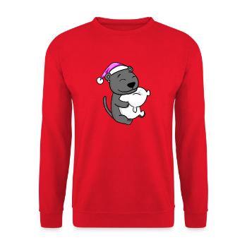 cute black panther with pillow and sleeping cap - Unisex Sweatshirt - red - Front - Alina (178cm) & Michal (187cm)