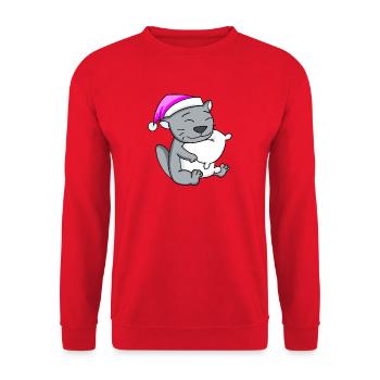 Katze Katzenrasse Britisch Kurzhaar - Unisex Pullover - Rot - Vorne - Alina (178cm) & Michal (187cm)