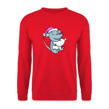 Souris avec oreiller et bonnet de couchage - Sweat-shirt Unisexe - rouge - Devant - Alina (178cm) & Michal (187cm)