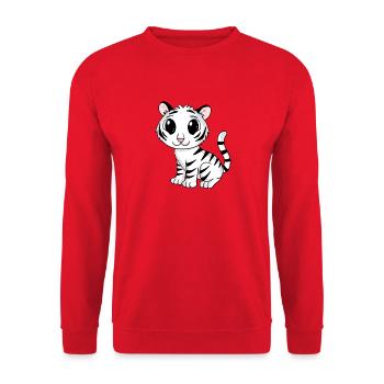 weißer Tiger - Unisex Pullover - Rot - Vorne - Alina (178cm) & Michal (187cm)