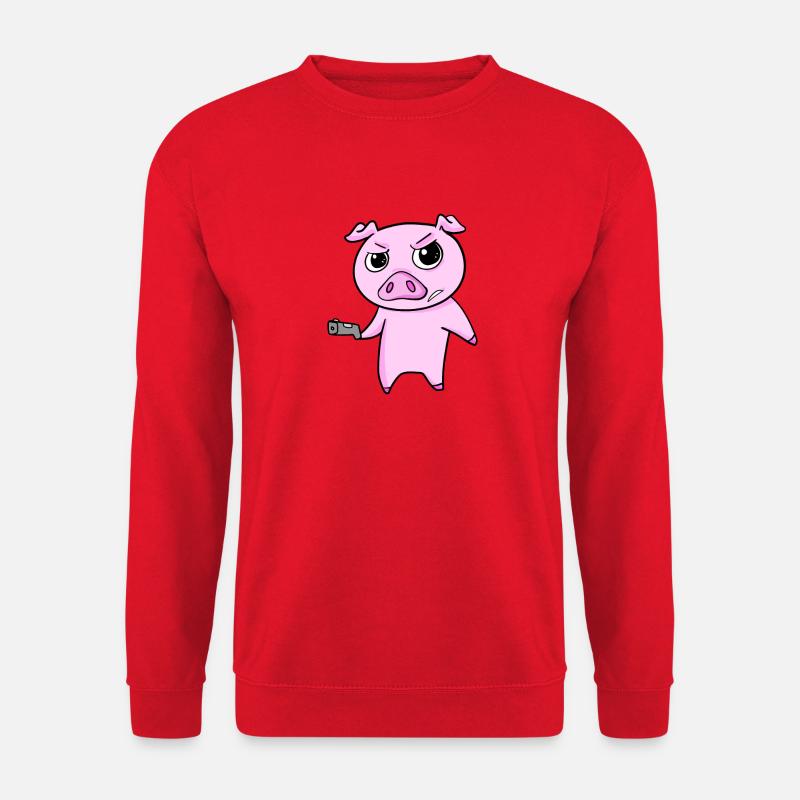 Schwein mit Pistole - Unisex Pullover - Rot