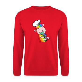 Schaf Koch Niedlich - Unisex Pullover - Rot - Vorne - Alina (178cm) & Michal (187cm)