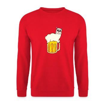 Beer funny alpaca animal - Unisex Sweatshirt - red - Front - Alina (178cm) & Michal (187cm)