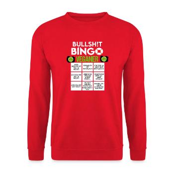 BINGO BULLSHIT VEGANER VEGAN - Unisex Pullover - Rot - Vorne - Alina (178cm) & Michal (187cm)