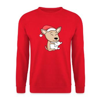 Chihuahua Chien Noël Sommeil Fatigué - Sweat-shirt Unisexe - rouge - Devant - Alina (178cm) & Michal (187cm)
