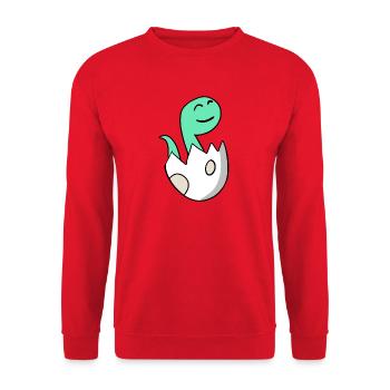 Dinosaurier Ei Dino Baby Motiv - Unisex Pullover - Rot - Vorne - Alina (178cm) & Michal (187cm)