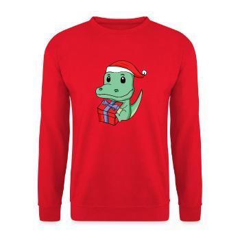 Noël Crocodile Bébé avec Cadeau - Sweat-shirt Unisexe - rouge - Devant - Alina (178cm) & Michal (187cm)