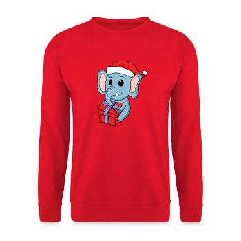 Christmas elephant with gifts - Unisex Sweatshirt - red - Front - Alina (178cm) & Michal (187cm)