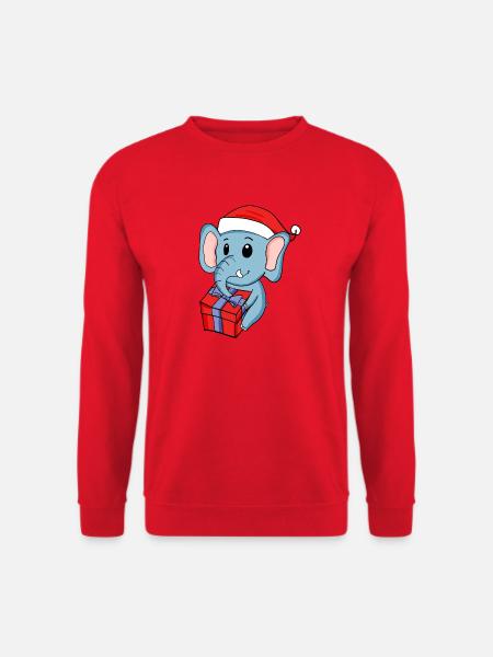 Christmas elephant with gifts - Unisex Sweatshirt - red