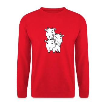 Niedliche Ziegen - Ziege - Unisex Pullover - Rot - Vorne - Alina (178cm) & Michal (187cm)