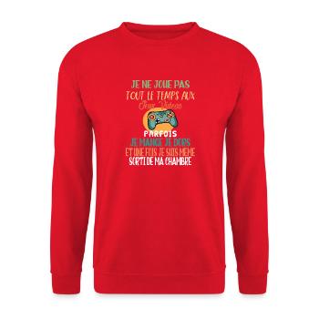 Geek Jeux Vidéo Idée Cadeau Humour Pour Gamer game - Sweat-shirt Unisexe - rouge - Devant - Alina (178cm) & Michal (187cm)