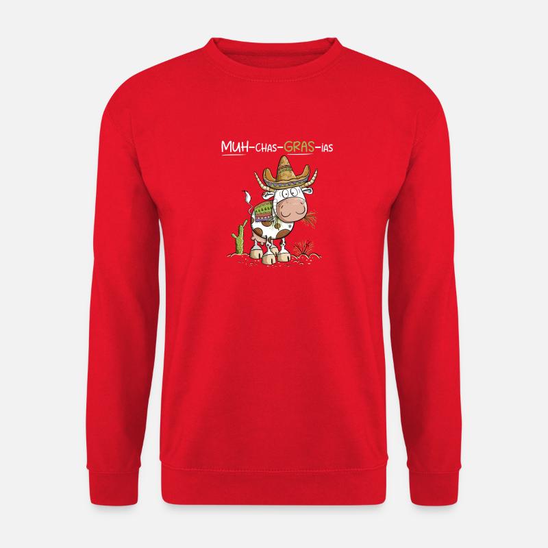 Mexico Kuh Cartoon Danke Wortspiel - Unisex Pullover - Rot