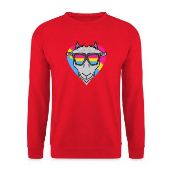 Pansexuell Ziege Herz Geschenk - Unisex Pullover - Rot - Vorne - Alina (178cm) & Michal (187cm)