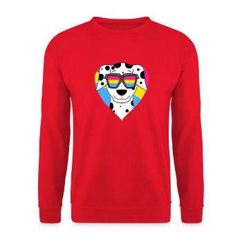 Pansexual Dog Dalmatian Heart Gift - Sweat-shirt Unisexe - rouge - Devant - Alina (178cm) & Michal (187cm)