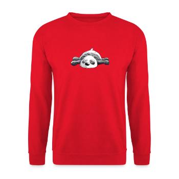 Träumender Panda Bär - Unisex Pullover - Rot - Vorne - Alina (178cm) & Michal (187cm)