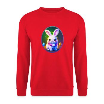 Easter egg with Easter bunny motif - Unisex Sweatshirt - red - Front - Alina (178cm) & Michal (187cm)