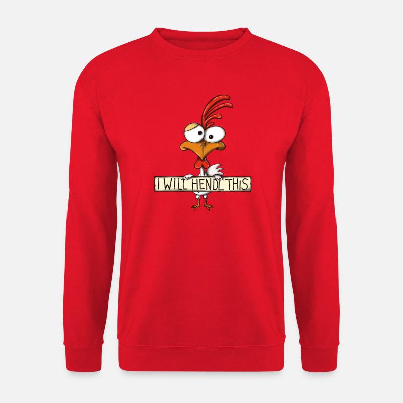 I will hendl this - Hahn, lustiger Spruch - Unisex Pullover - Rot