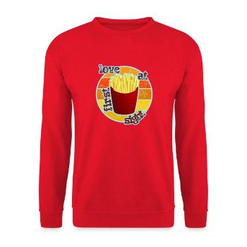 Pommes - French Fries - Unisex Pullover - Rot - Vorne - Alina (178cm) & Michal (187cm)