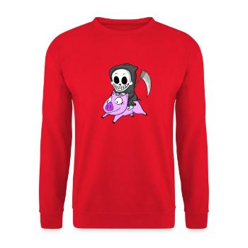 Cochon Faucheur - Sweat-shirt Unisexe - rouge - Devant - Alina (178cm) & Michal (187cm)