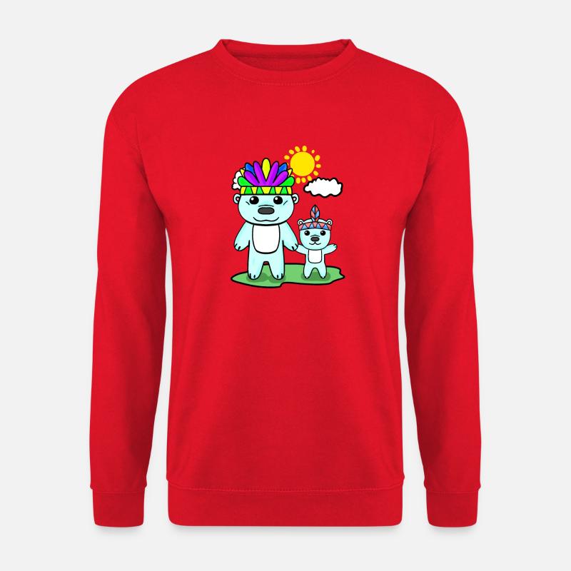 Eisbär Familie - Eisbär mit Baby - Unisex Pullover - Rot