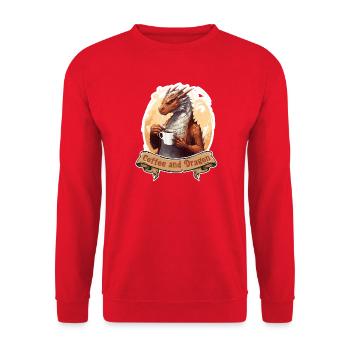 Coffee And Dragon Fantasy LARP RPG Shirt - Unisex Pullover - Rot - Vorne - Alina (178cm) & Michal (187cm)