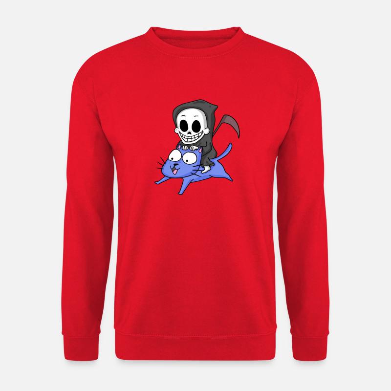 Faucheuse assise sur un chat - Sweat-shirt Unisexe - rouge