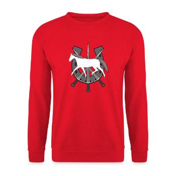 Cheval Ross Cheval Fer à cheval Épées Cavalier d’épée - Sweat-shirt Unisexe - rouge - Devant - Alina (178cm) & Michal (187cm)